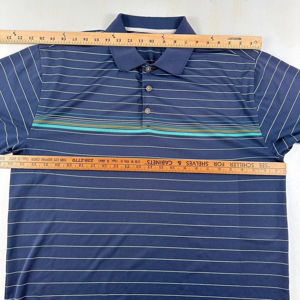 Nike Golf Fit Dry Polo Shirt Men XL Blue Green Stripes Logo X-Large Performance‎